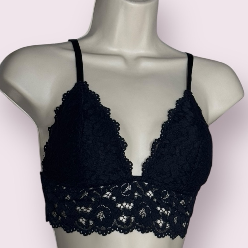DOBREVA Women's Lace Padded Bralette Plunge Wireless Longline Bra